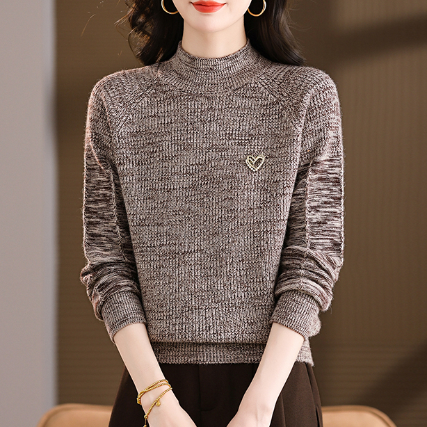 秋冬女装爆款2025彩纱毛衣打底衫内搭宽松上衣圆领百搭洋气长袖