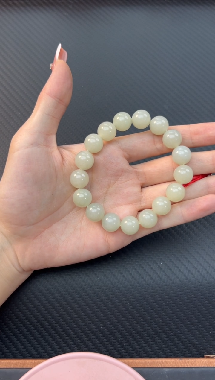 【闪购商品】和田玉手串未镶嵌且末微色差近矿卡12手串