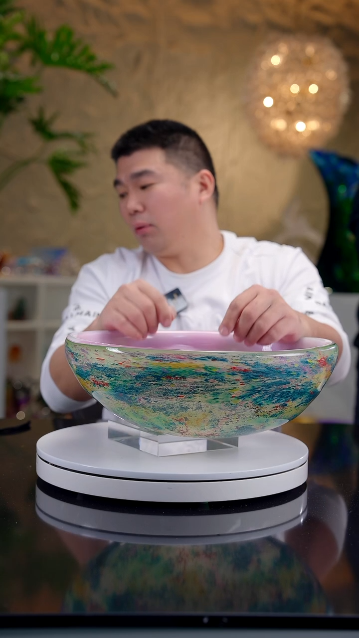 手工艺品琉璃莫奈花园设计款大果盘