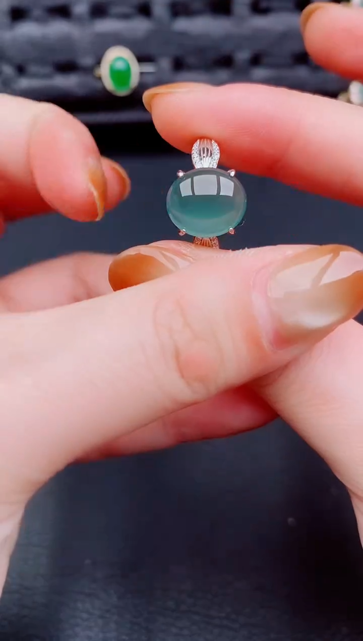 【闪购商品】翡翠戒指银S925镶嵌天然a货翡翠477