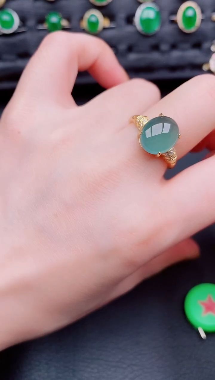 【闪购商品】翡翠戒指银S925镶嵌天然a货翡翠154