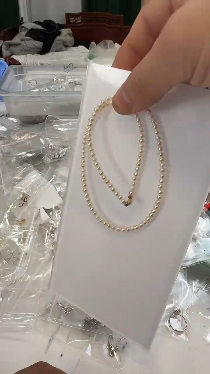 项链14K金镶嵌淡水珍珠3-4mm 磁吸扣-孤品