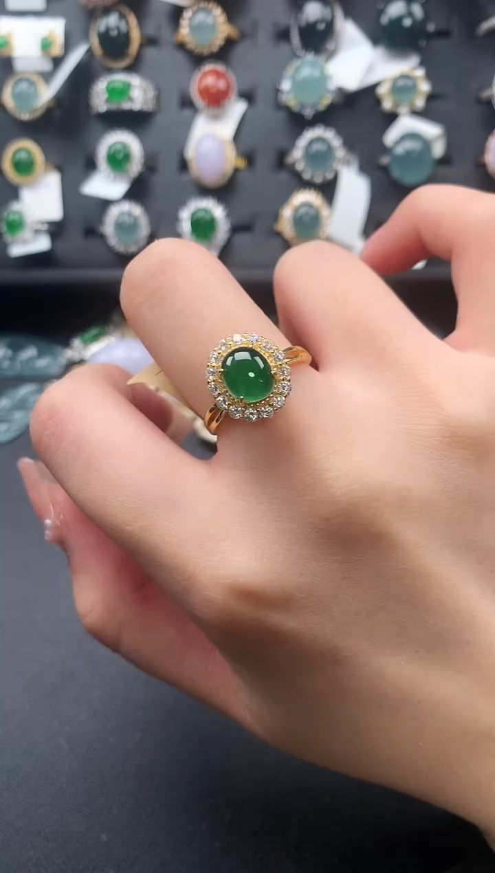 【闪购商品】翡翠戒指银S925镶嵌52141