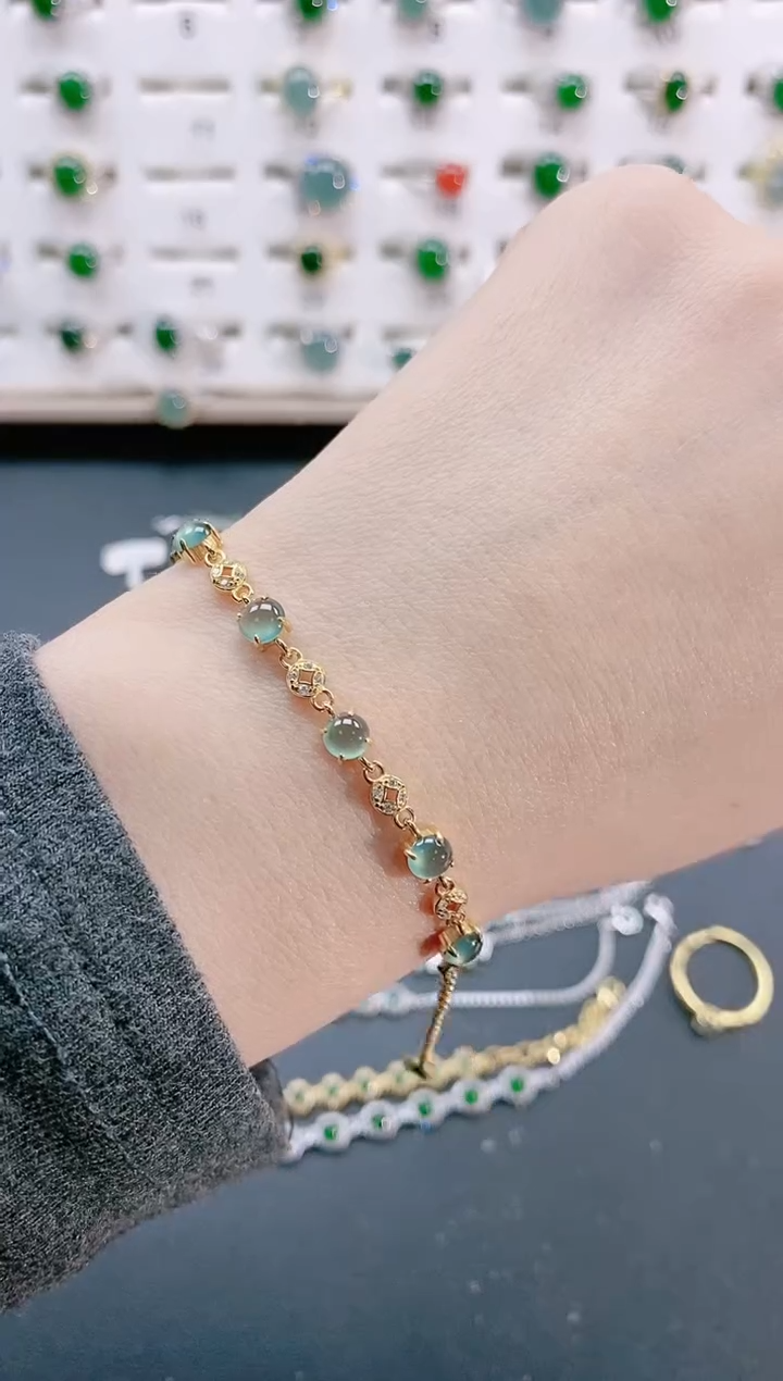 【闪购商品】翡翠手链银S925镶嵌天然翡翠