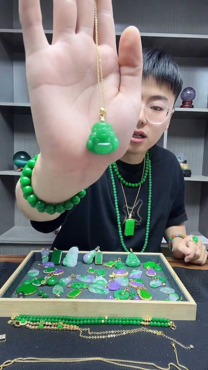翡翠14K金镶嵌吊坠(赠链)吊坠