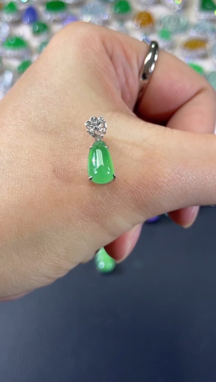 吊坠(不含链)18K金镶嵌翡翠A505|4980