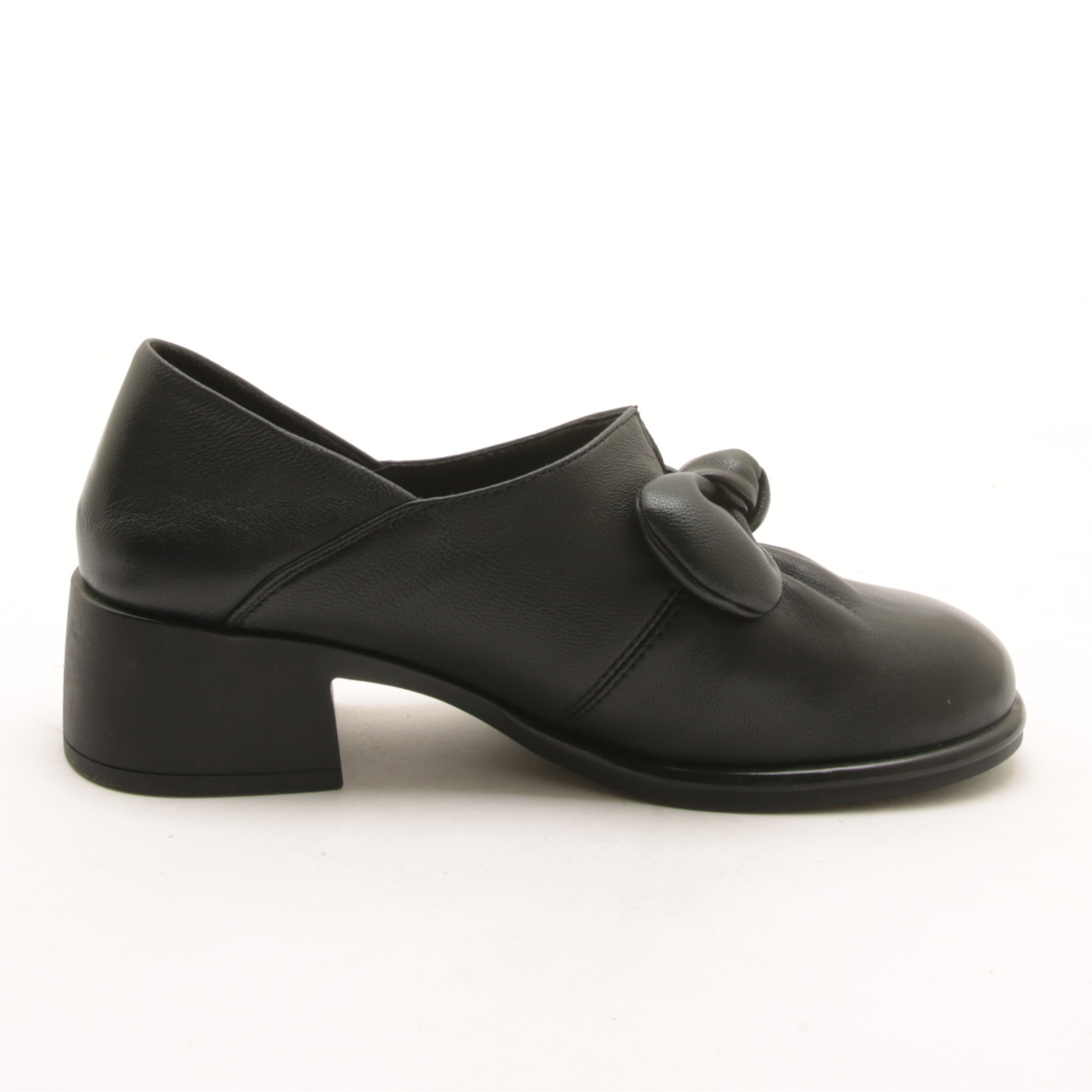 4871秋季新款圆头深口低跟单鞋女软底软面蝴蝶结百搭两穿懒人女鞋