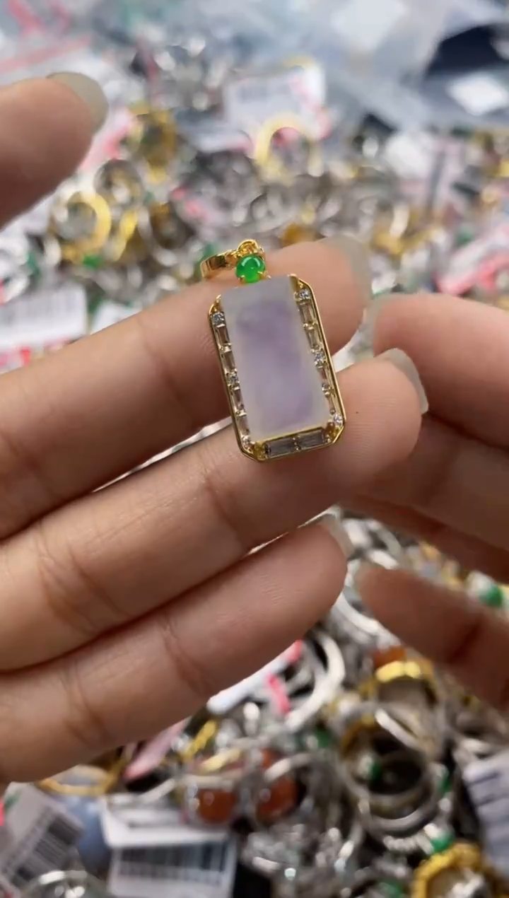 银S925镶嵌戒指翡翠666               8