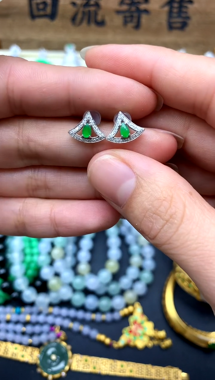 【闪购商品】翡翠耳饰18K金镶嵌218-中国好珍宝