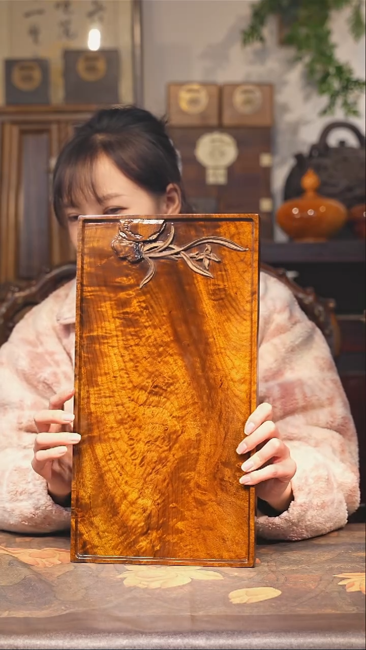 金丝楠小叶桢楠【46】纯手工 整板整雕 （黄料）干料茶盘