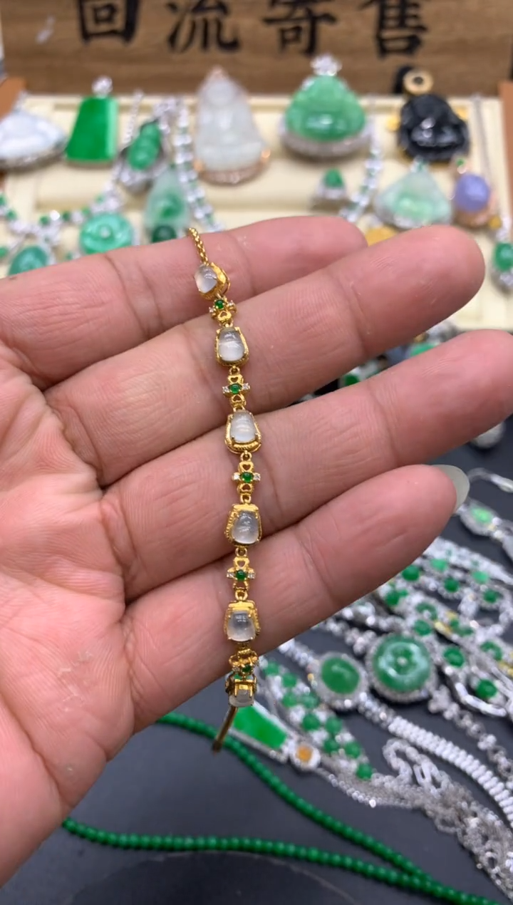 【闪购商品】翡翠手链18K金镶嵌311-中国好珍宝
