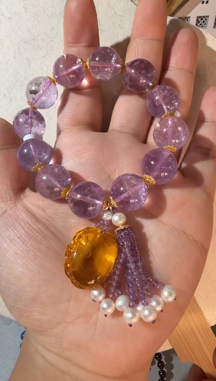 【闪购商品】琥珀手链未镶嵌琥珀饺子水晶手链