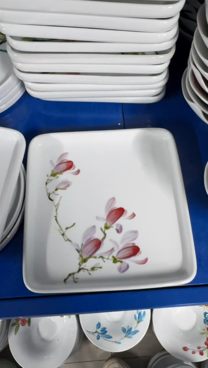 景德镇手绘釉中彩（食品级）四方盘