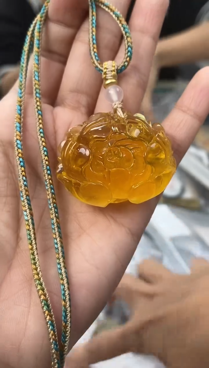 【闪购商品】琥珀裸石未镶嵌天然琥珀蜜蜡牡丹花