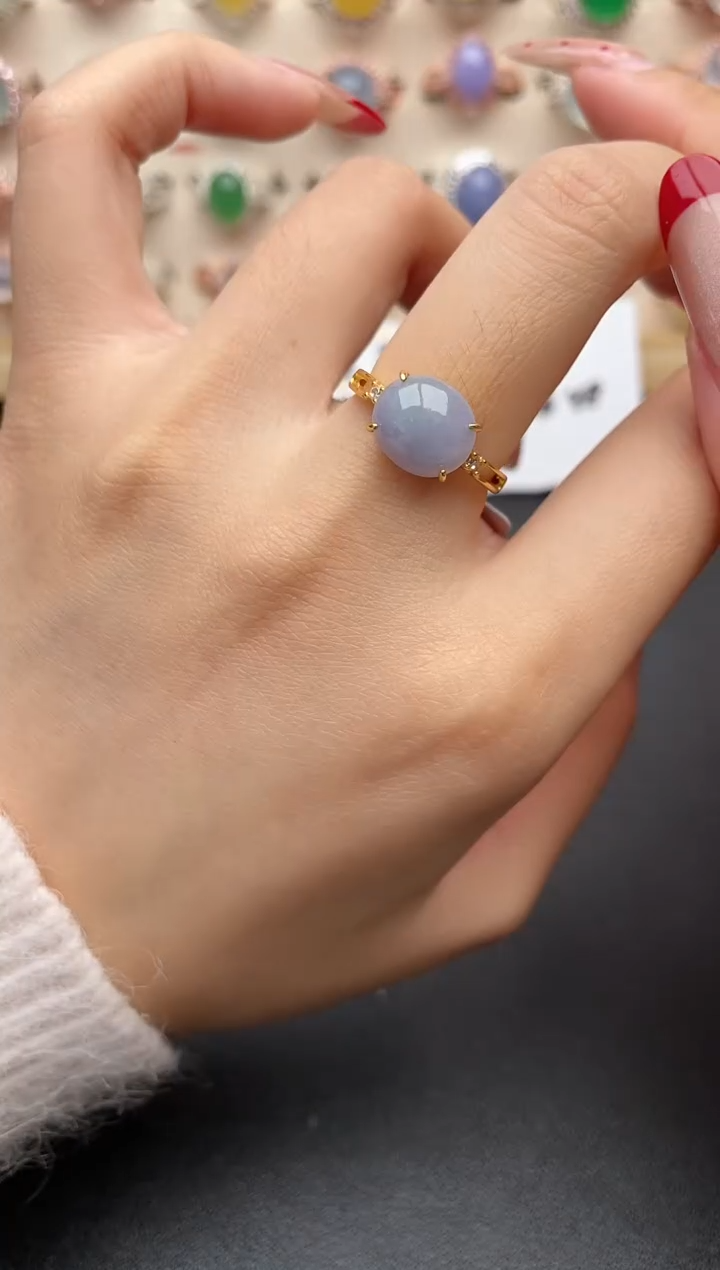 【闪购商品】翡翠戒指银S925镶嵌一物一证一礼盒