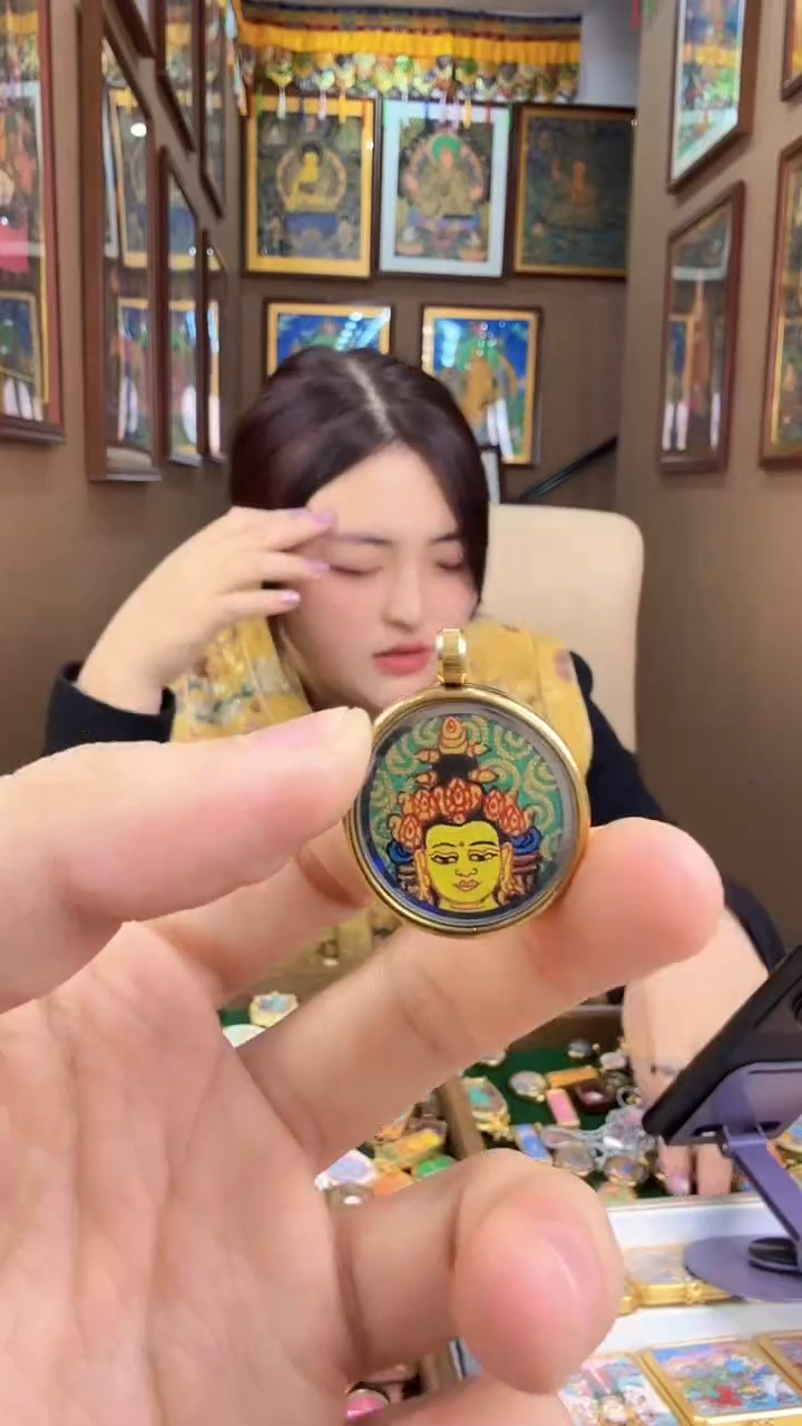 吊坠文殊-热贡纯手绘唐卡