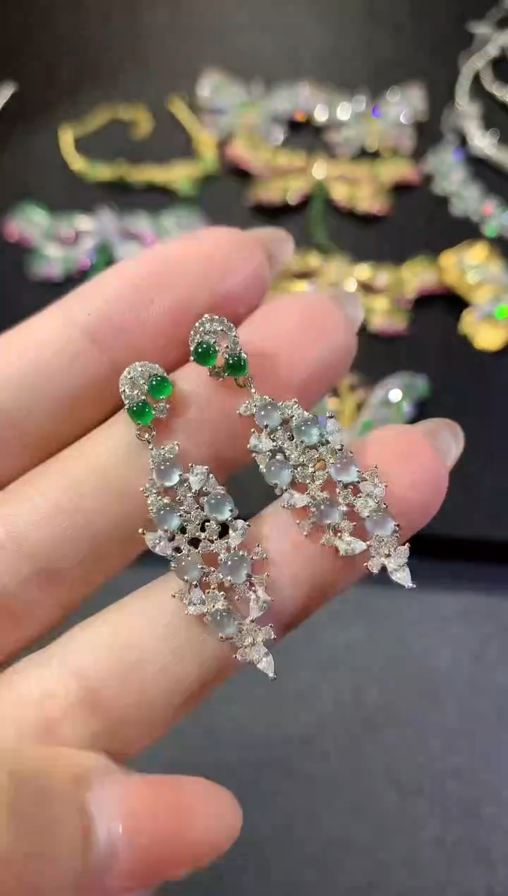 【闪购商品】翡翠耳饰银S925镶嵌180耳饰（多样性发货一件