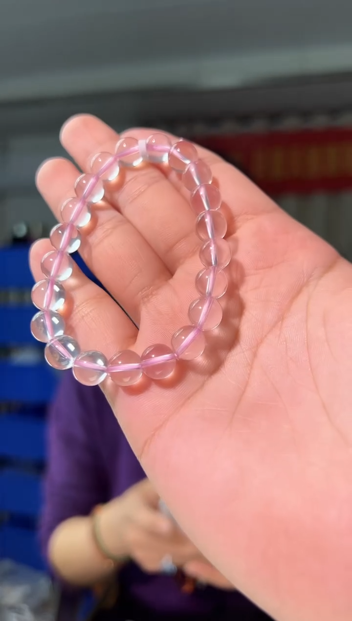 【闪购商品】水晶手串未镶嵌8mm星光粉水晶手串