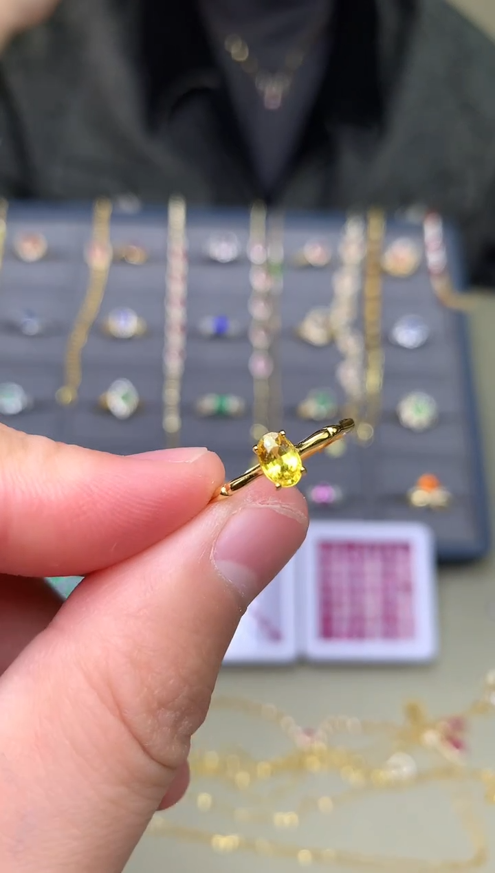 戒指蓝宝石银S925镶嵌戒指