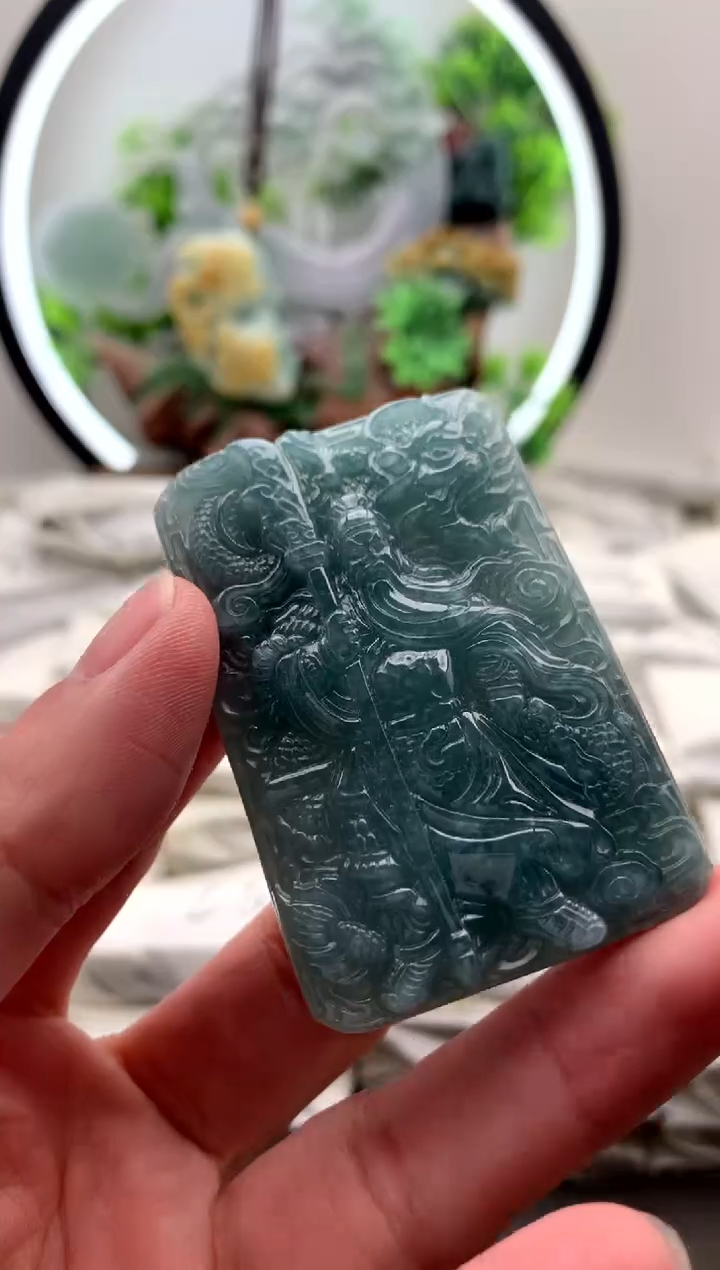 【闪购商品】翡翠颈饰未镶嵌关公【品质一般能接受再拍】