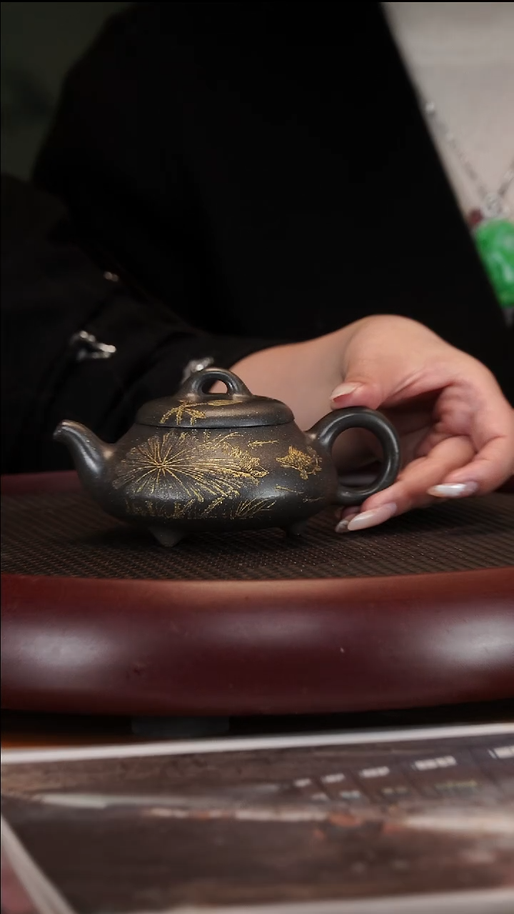 【闪购商品】紫砂茶壶2-14ZXJ汉棠石瓢大彬金砂180cc