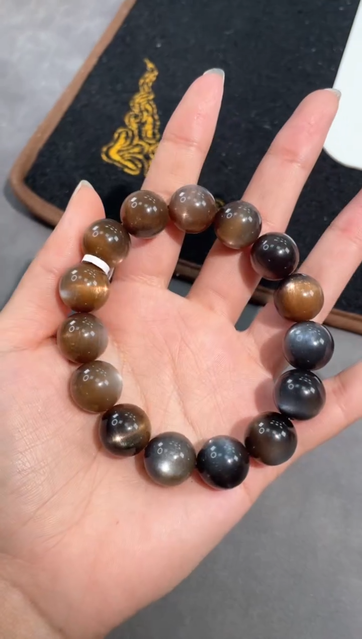 【闪购商品】长石手链未镶嵌10号黑金骨干单圈14mm