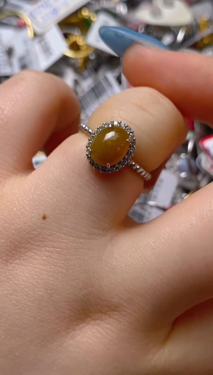 银S925镶嵌戒指翡翠百内无证书