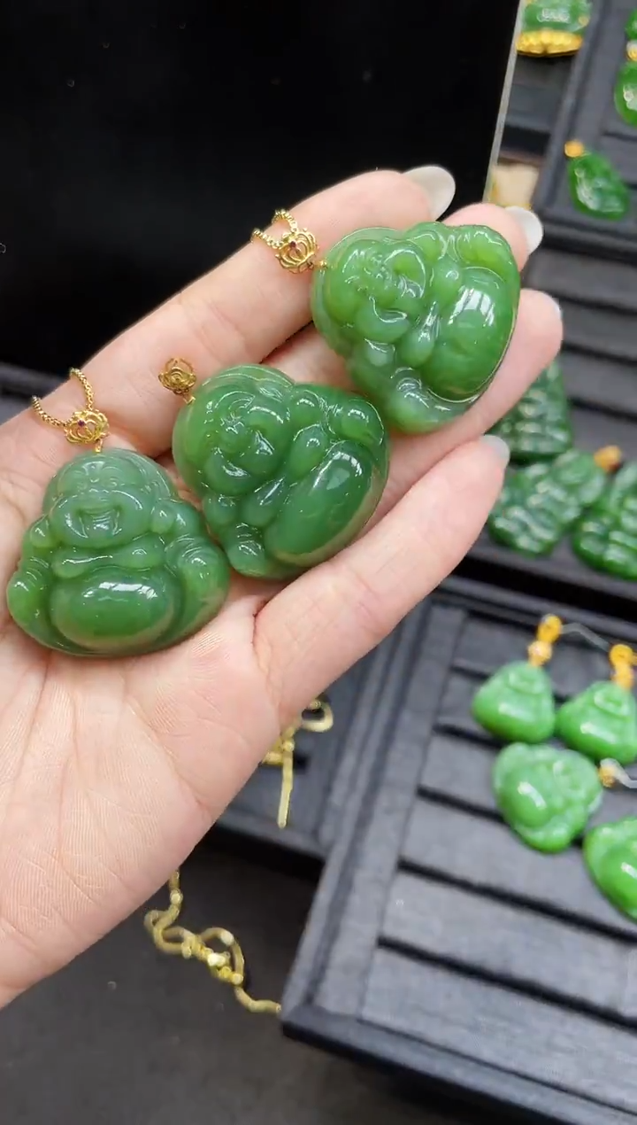 【闪购商品】和田玉18K金镶嵌吊坠35MM 多样性发一