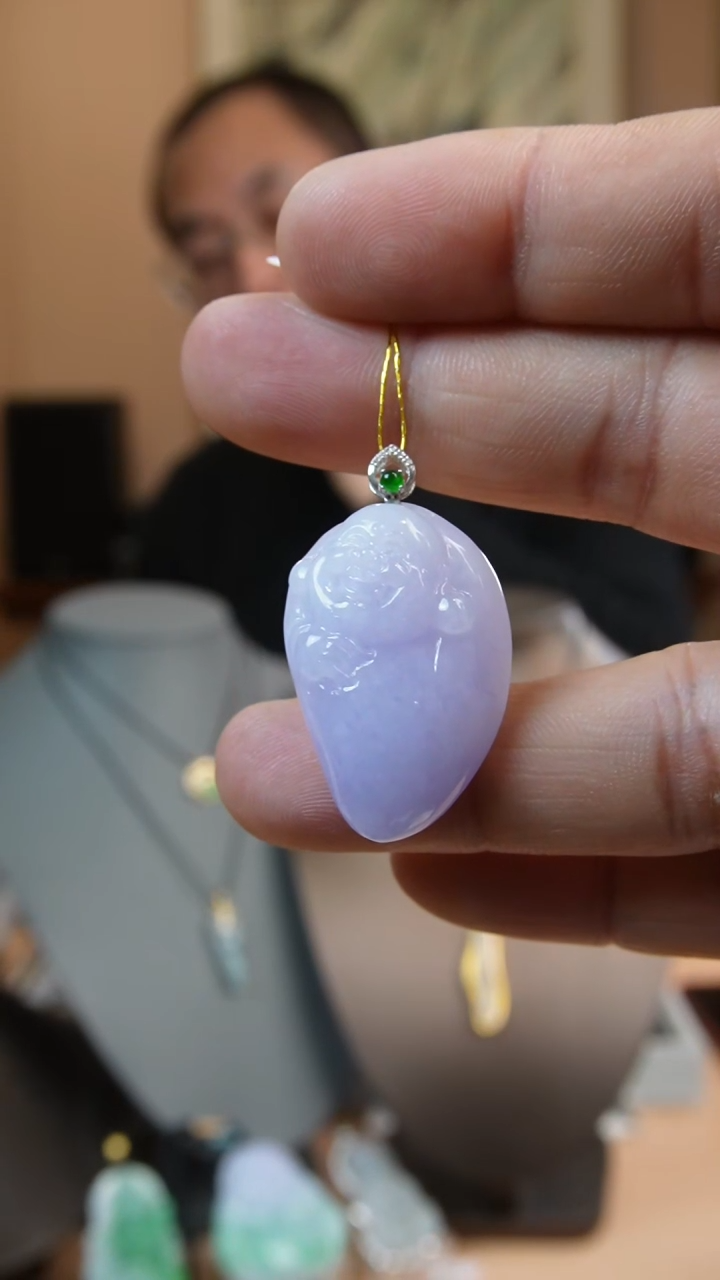 【闪购商品】翡翠颈饰18K金镶嵌天然缅甸翡翠吊坠