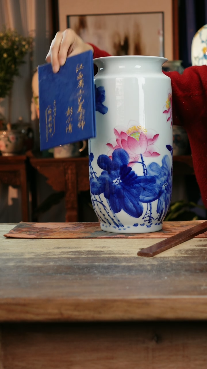 【闪购商品】瓷片景德镇纯手工釉下彩精品花瓶