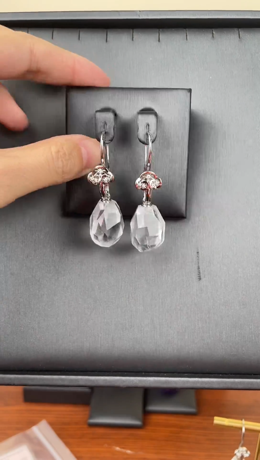 合金耳饰水晶如意水晶耳钩