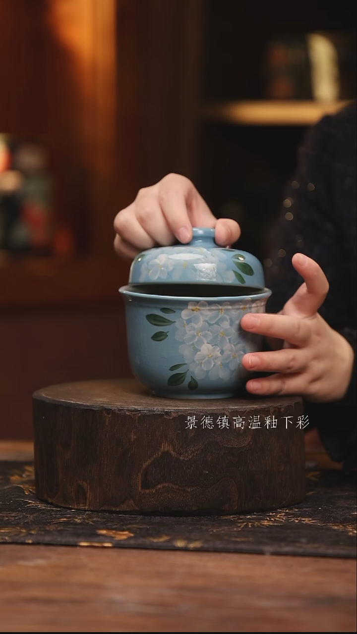 陶瓷景德镇高温釉下手绘陶瓷@L505@