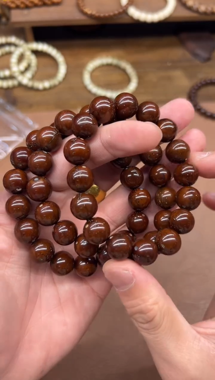 手串紫金鼠咖皮落地红卡12半实心光珠手串