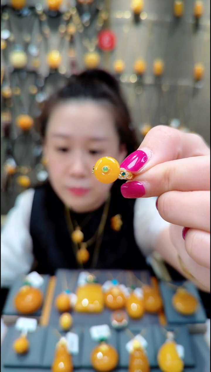 蜜蜡银S925镀金镶嵌手镯﹣C200蜜蜡戒指