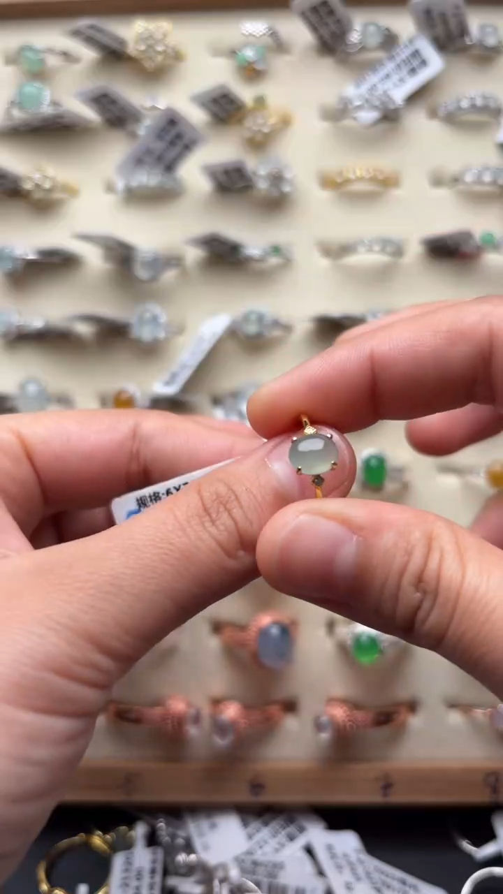 【闪购商品】翡翠戒指银S925镶嵌缅甸A货翡翠S925银镶嵌