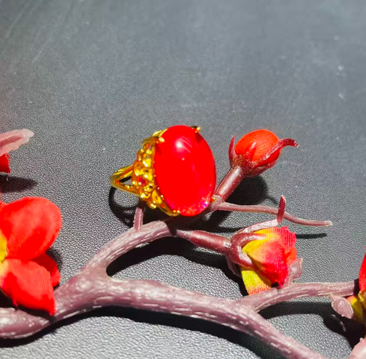 【国恩珠宝】W058 斑 彩 千 寿 光 波 晶 红 戒指-多样性发起一