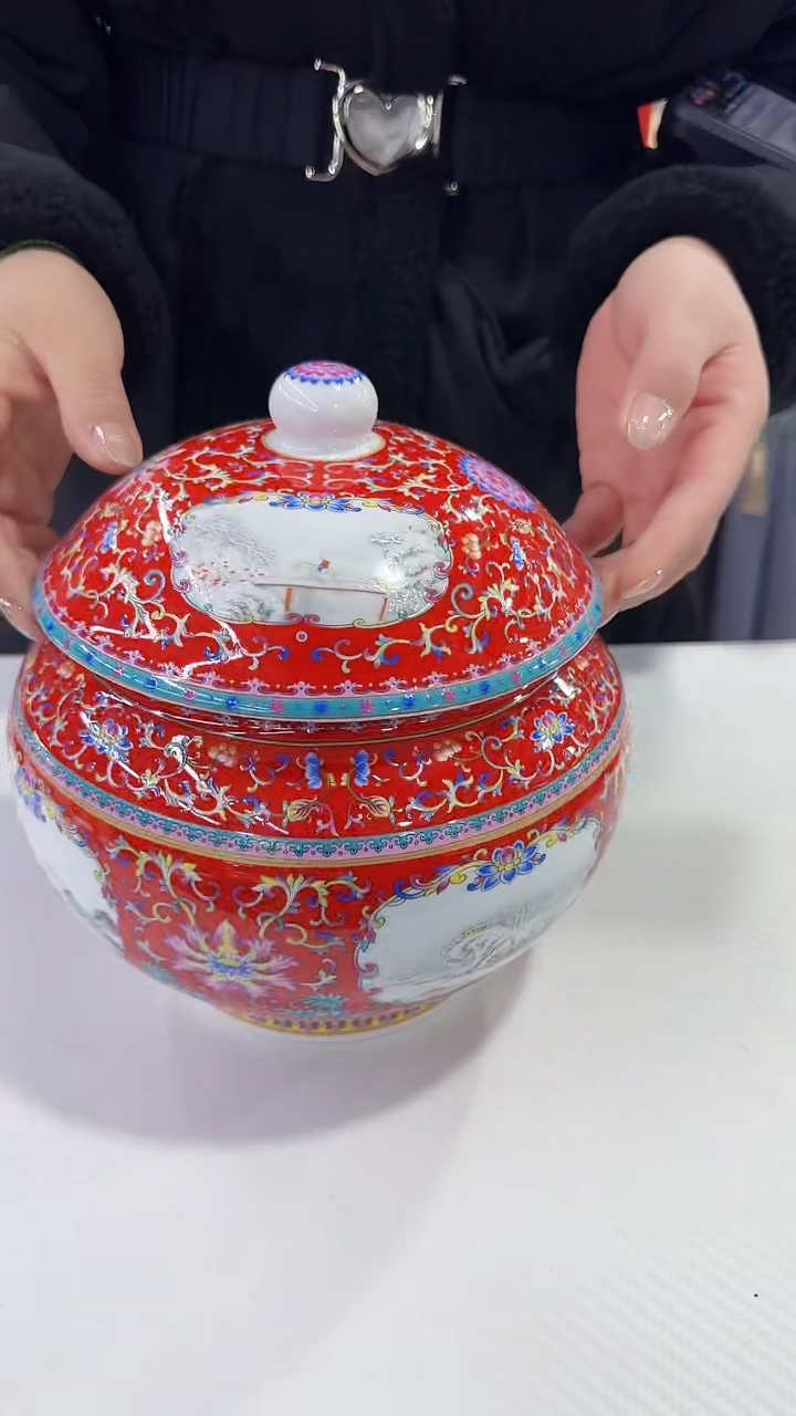 【闪购商品】瓷片将军储物罐一个景德镇陶瓷