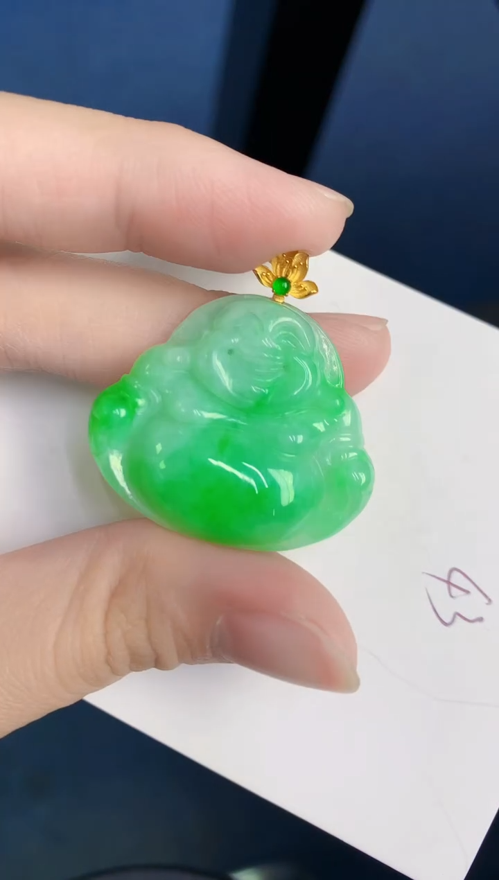 颈饰18K金镶嵌翡翠天然翡翠缅甸A货