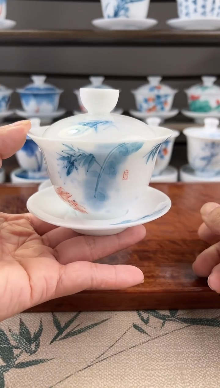 微瑕高冰鱼之楽150ml三才盖碗