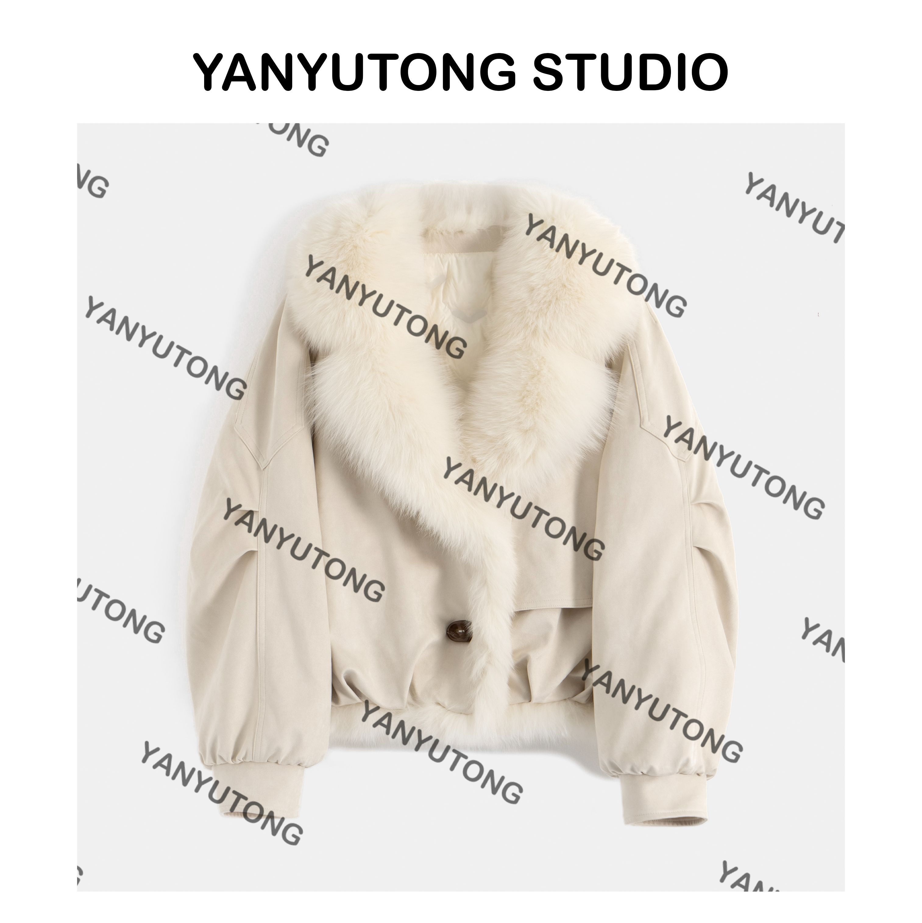 YANYUTONG 【浮羽】 白狐毛领鹅绒派克 TT0201