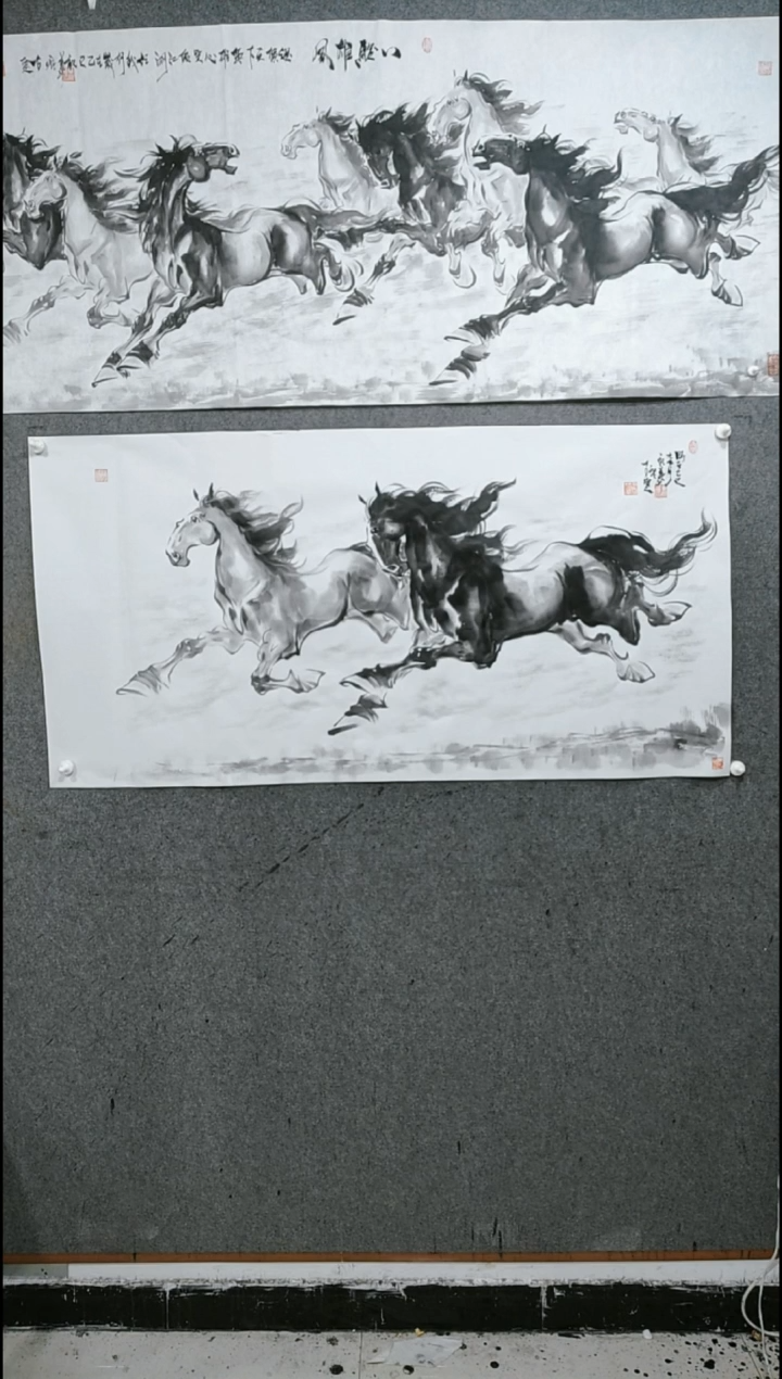 【闪购商品】国画水墨写意马图双骏