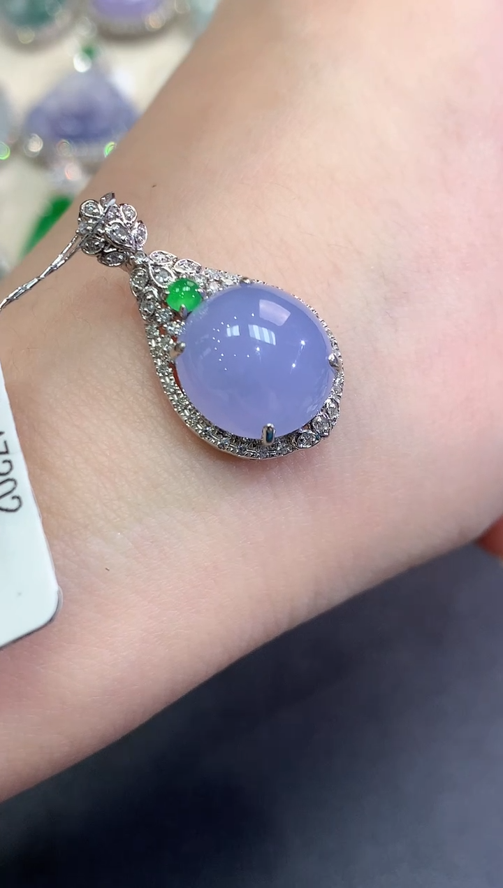 【闪购商品】翡翠颈饰18K金镶嵌B89  紫货有色差