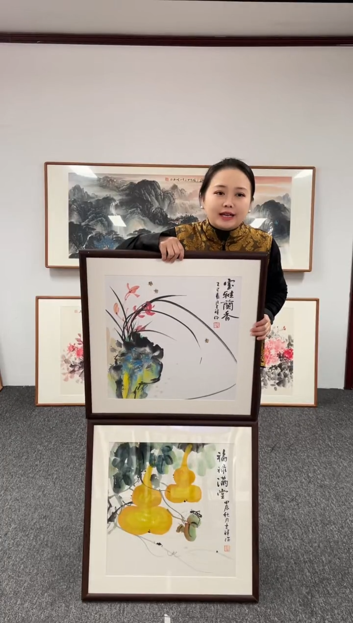 【闪购商品】国画葫芦+兰草60*60孙吉祥绘画作品