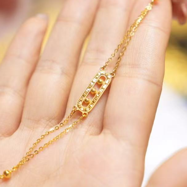 【巧玲专属】足金999三珠板手链 经典时尚百搭 3.74