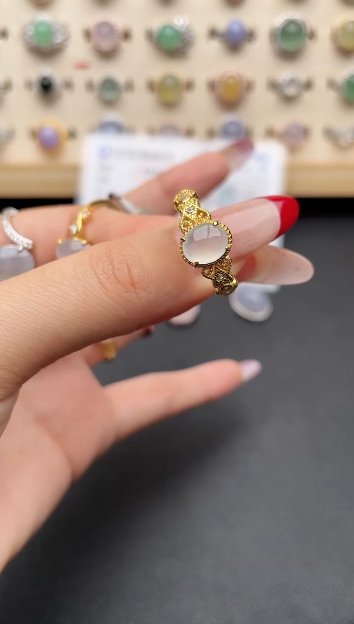 【闪购商品】翡翠戒指银S925镶嵌一物一证一礼盒