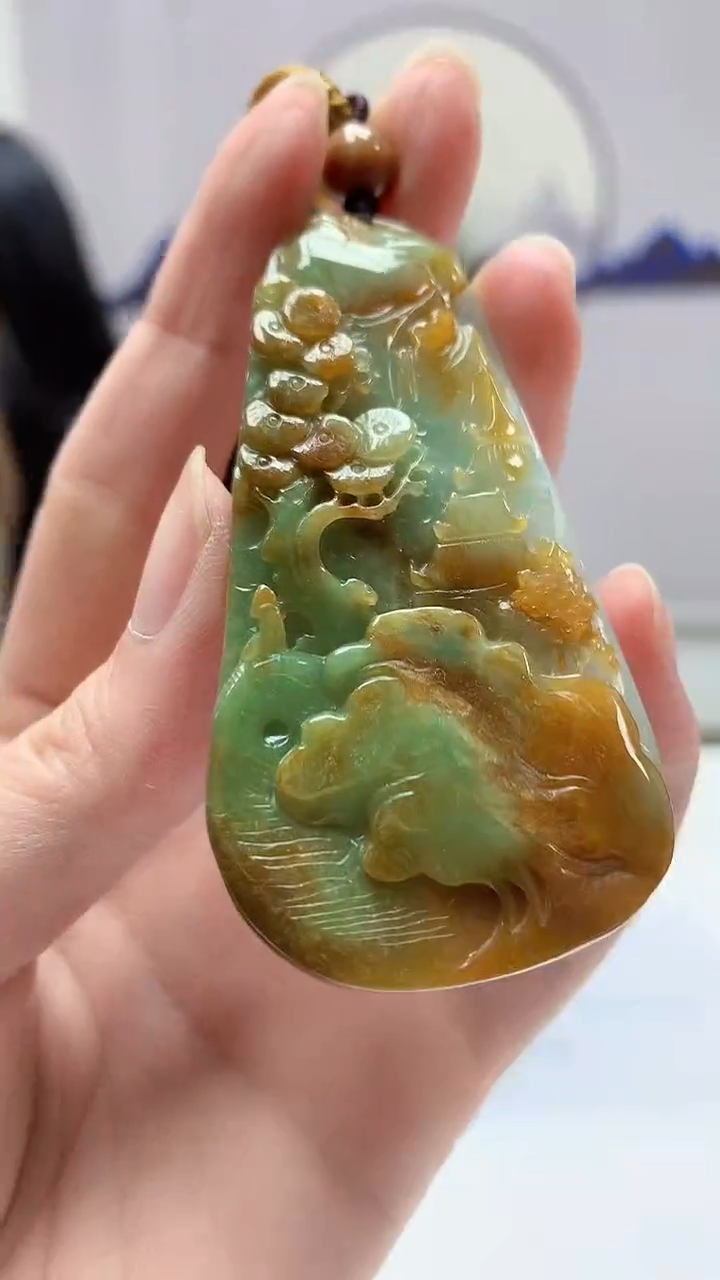【闪购商品】定制翡翠未镶嵌0405zm-毛货挂件山水121