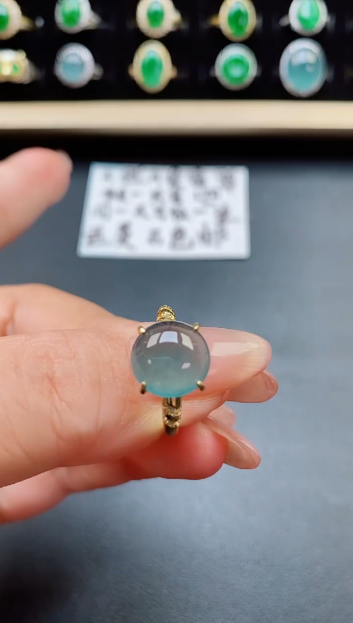 翡翠戒指银S925镶嵌21321
