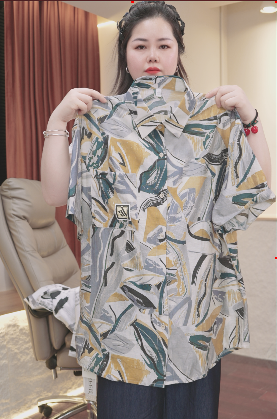 QYX8053（聚水潭）男士春夏短袖衬衫男款提花上衣男士衬衫