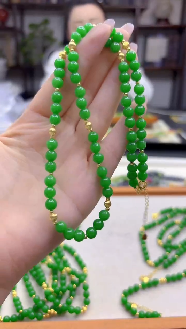 颈饰14K金镶嵌翡翠DIY款X734