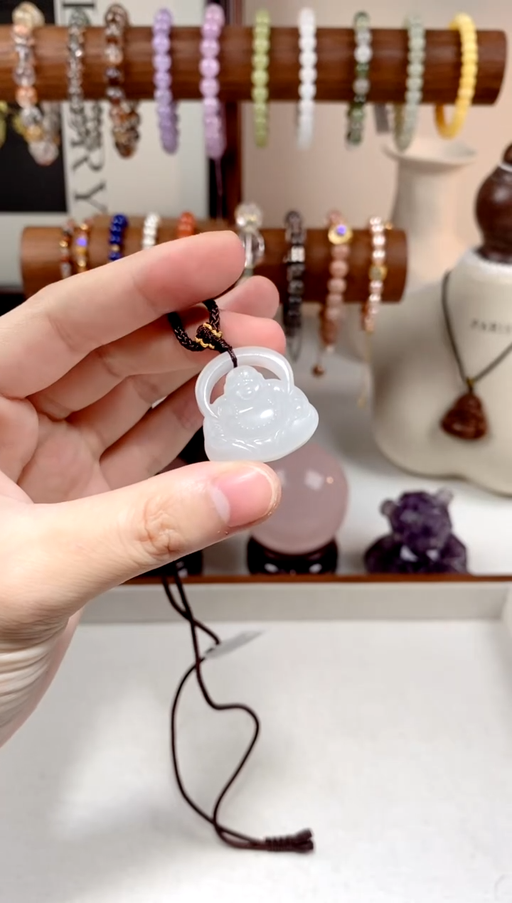 【闪购商品】和田玉颈饰未镶嵌佛公烟紫毛衣链